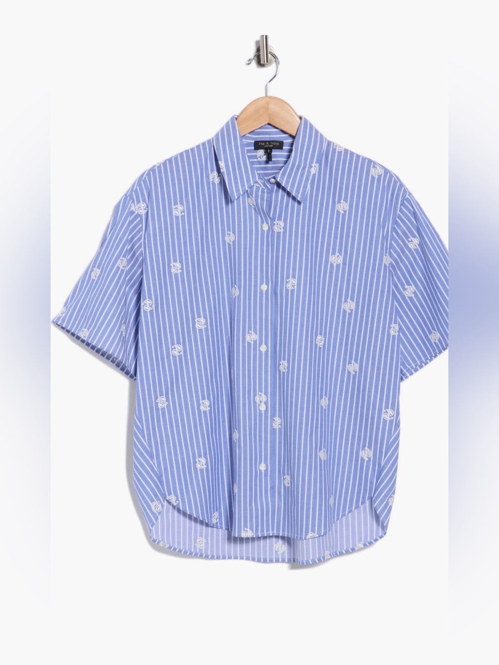 rag & bone Ella oversized Embroidered Short-Sleeve Button-Down Shirt